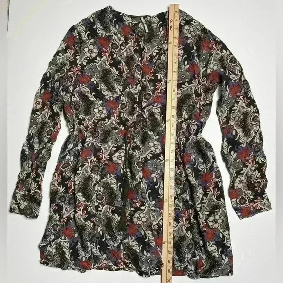 Free People Stealing Fire Printed Mini Dress Boho Bohemian Tassel Medium - Picture 5 of 10